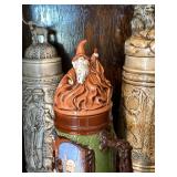 Vintage Ceramic Beer Stein Collection Wizard Lion Stag Relief Mugs