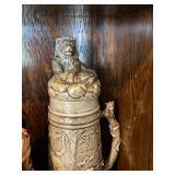Vintage Ceramic Beer Stein Collection Wizard Lion Stag Relief Mugs