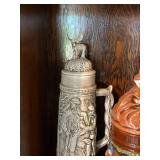 Vintage Ceramic Beer Stein Collection Wizard Lion Stag Relief Mugs