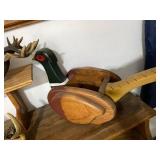 Rustic Wildlife Decor Lot Wood Pheasant Deer Figurine Antler Piece