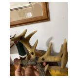 Rustic Wildlife Decor Lot Wood Pheasant Deer Figurine Antler Piece