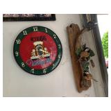 Lot of Assorted Wall Decor Route 66 Clock & Rustic Bird Plaque