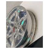 Chrome Car Wheel Rim Style Wall Clock Blue Dial Brake Rotor Design