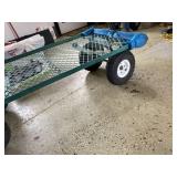 Steel Mesh Utility Garden Wagon Cart 4 Wheel Pull Behind Yard Hauler