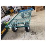 Steel Mesh Utility Garden Wagon Cart 4 Wheel Pull Behind Yard Hauler