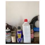 Assorted Automotive Shop Supply Lot w/ Hose, Chemicals & Hardware