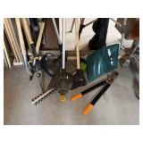 Lot of Assorted Lawn & Garden Tools Snow Shovel Loppers Rake