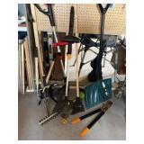 Lot of Assorted Lawn & Garden Tools Snow Shovel Loppers Rake