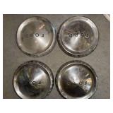 Vintage Ford Dog Dish Poverty Hubcaps Set of 4 Stainless Wheel Covers