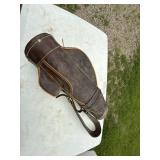 Vintage Tooled Leather Golf Bag Brown Carry Bag With Strap Pockets