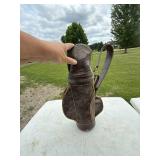 Vintage Tooled Leather Golf Bag Brown Carry Bag With Strap Pockets