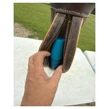Vintage Tooled Leather Golf Bag Brown Carry Bag With Strap Pockets