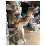 Lot of Assorted Garden Statues Raccoon Cherub Child Bird Figures