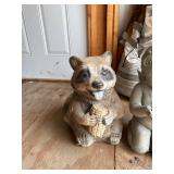 Lot of Assorted Garden Statues Raccoon Cherub Child Bird Figures