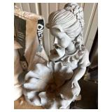 Classical Girl Garden Statue Planter Birdbath Cast Stone Gray Figure