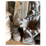 Classical Girl Garden Statue Planter Birdbath Cast Stone Gray Figure