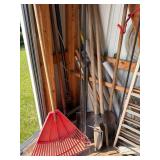 Lot of Assorted Garden Tools & Wrought Iron Yard Decor