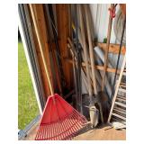 Lot of Assorted Garden Tools & Wrought Iron Yard Decor