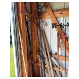 Lot of Assorted Garden Tools & Wrought Iron Yard Decor