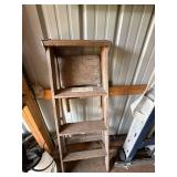 Fiberglass Extension Ladder & Vintage Wood Step Ladder Lot