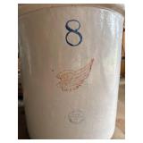 Red Wing Union Stoneware 8 Gallon Crock w/ Handles & Wing Mark