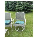 Outdoor Patio Sling Chair Set Swivel Armchair Ottoman & Cushions