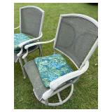 Outdoor Patio Sling Chair Set Swivel Armchair Ottoman & Cushions