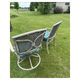 Outdoor Patio Sling Chair Set Swivel Armchair Ottoman & Cushions
