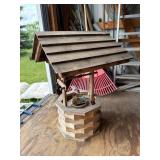 Rustic Wooden Wishing Well Planter Decorative Garden Yard Accent
