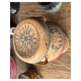 Vintage Scandinavian Folk Art Painted Wooden Milk Can with Lid