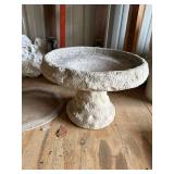 Cast Concrete Garden Birdbath Pedestal Bowl with Leaf Motif Decor