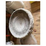 Cast Concrete Garden Birdbath Pedestal Bowl with Leaf Motif Decor