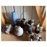 Mixed Garden Decor Lot Animal Figurines Watering Can Planter Pot