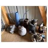 Mixed Garden Decor Lot Animal Figurines Watering Can Planter Pot