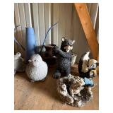 Mixed Garden Decor Lot Animal Figurines Watering Can Planter Pot