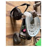 Rolling Garden Scooter Seat Cart w/ Pneumatic Tires & Basket