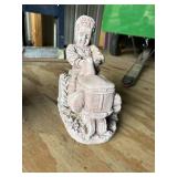 Vintage Style Child on Tractor Garden Statue Cast Stone Figure
