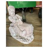Vintage Style Child on Tractor Garden Statue Cast Stone Figure