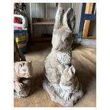 Cast Stone Garden Animal Statues Rabbit and Squirrel Family Decor
