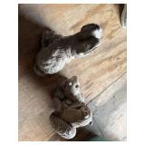 Cast Stone Garden Animal Statues Rabbit and Squirrel Family Decor