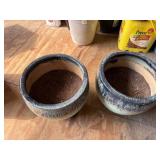 Set of 2 Glazed Ceramic Outdoor Planters Blue Green Drip Finish