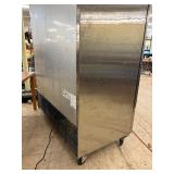 Commercial Two door Refrigerator on heavy duty castors.