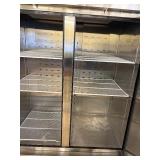 Commercial Two door Refrigerator on heavy duty castors.