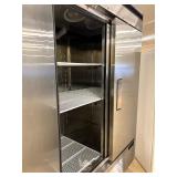 Commercial Two door Refrigerator on heavy duty castors.