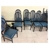 Lot of 9 Restaurant Charis- metal frame with green cushion