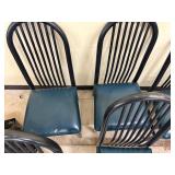 Lot of 9 Restaurant Charis- metal frame with green cushion