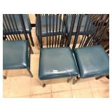 Lot of 9 Restaurant Charis- metal frame with green cushion