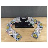 Black Floral Women's Two-Piece Bathing Suit Size S - Brand New