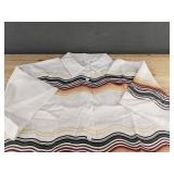 Wavy Stripe Women's Short Sleeve Button Up Shirt and Short Set Size M - Brand New