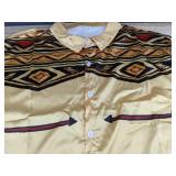 Cowboy Theme Yellow Satin Men's Short Sleeve Pant Suit - Size 3XL - Brand New